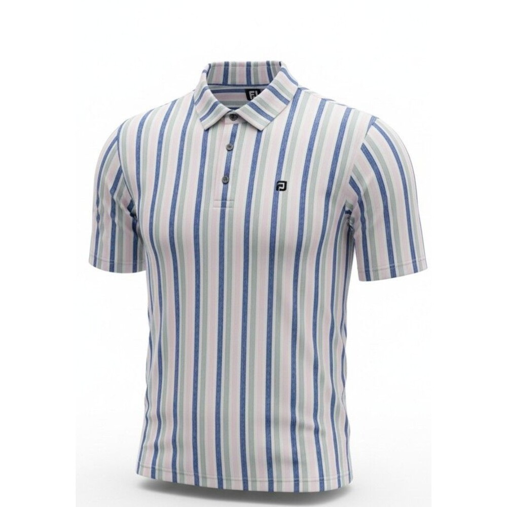 FootJoy Polo Shirt Mens XL Multicolor Striped Golf Performance Stretch Logo